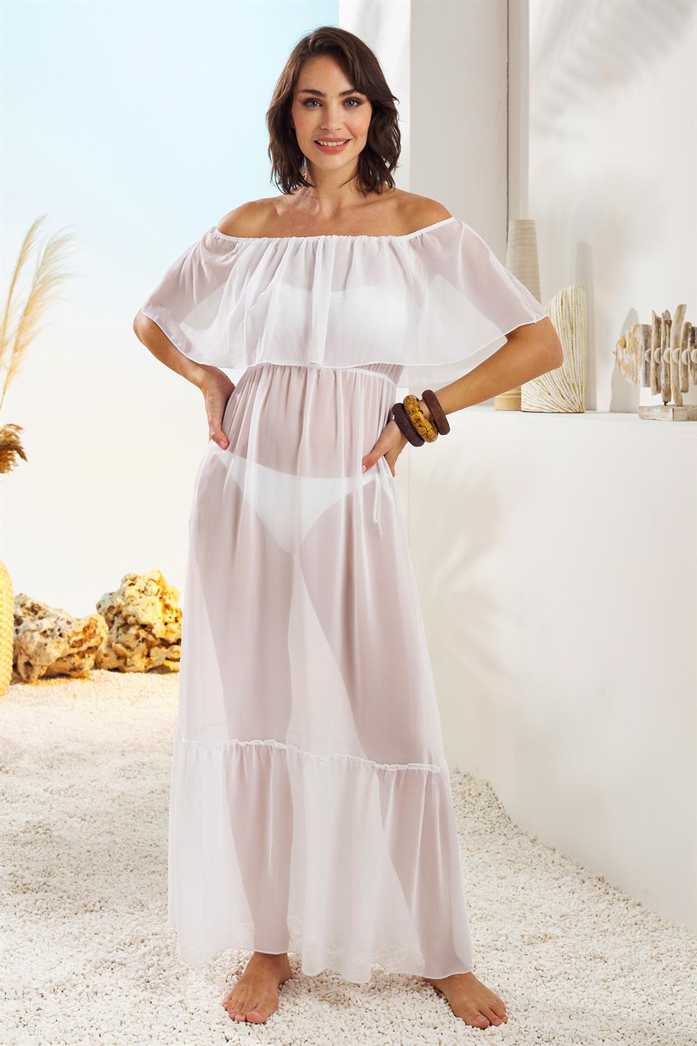 Pierre Cardin İspanyol Elbise Pareo 211806 Beyaz