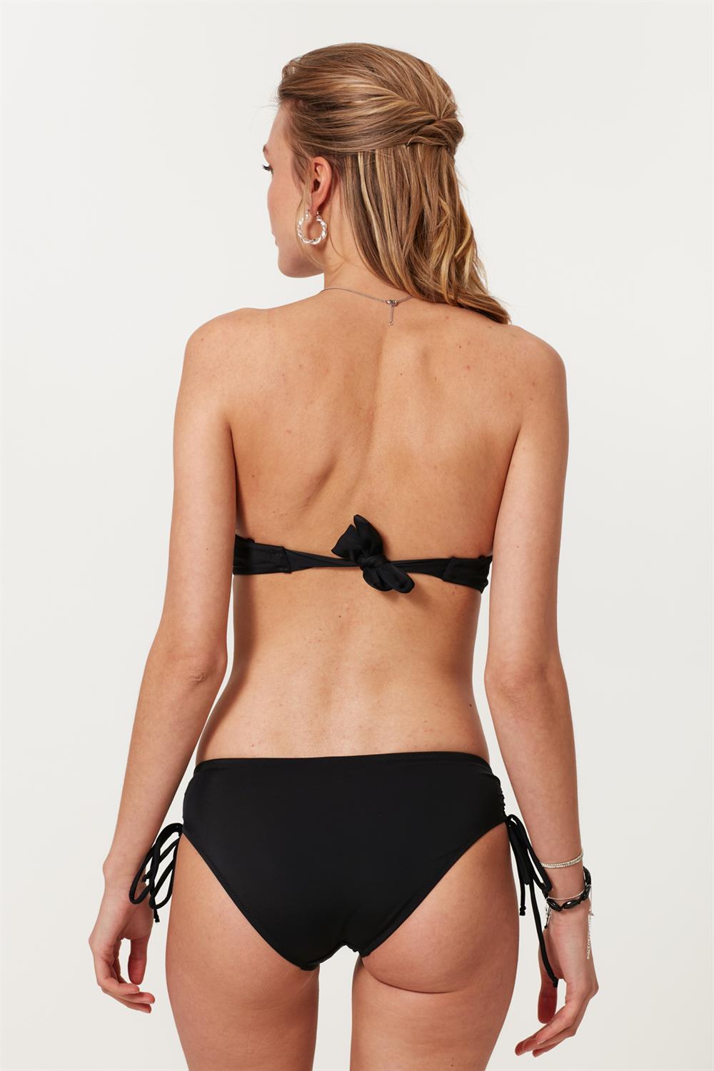 Pierre Cardin Straplez Kaplı Fuşya Taşlı Bikini Takım 217297 Siyah