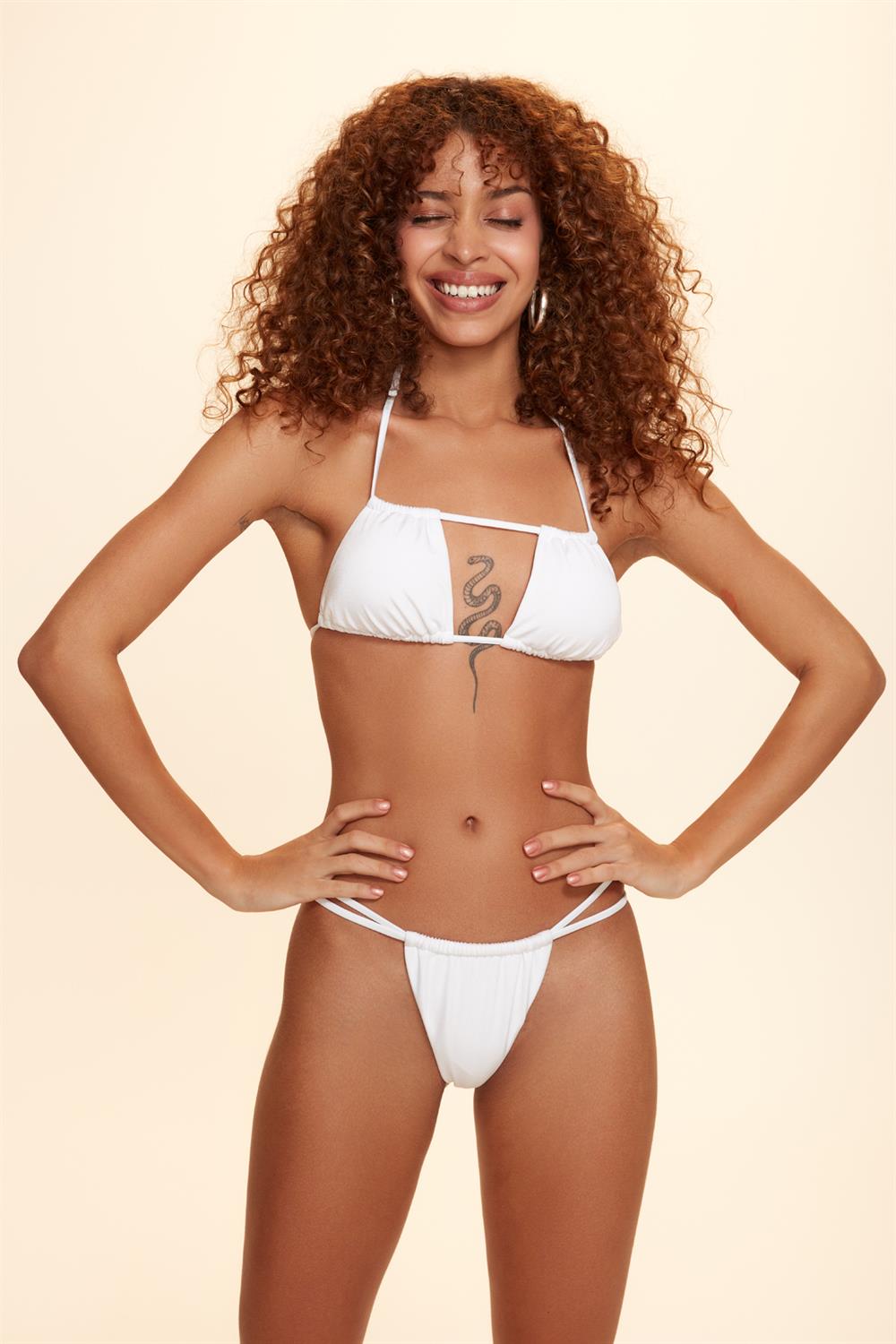 No Gossip Coachella Fonksiyonel Straplez Bikini Tek Üst Beyaz 229107