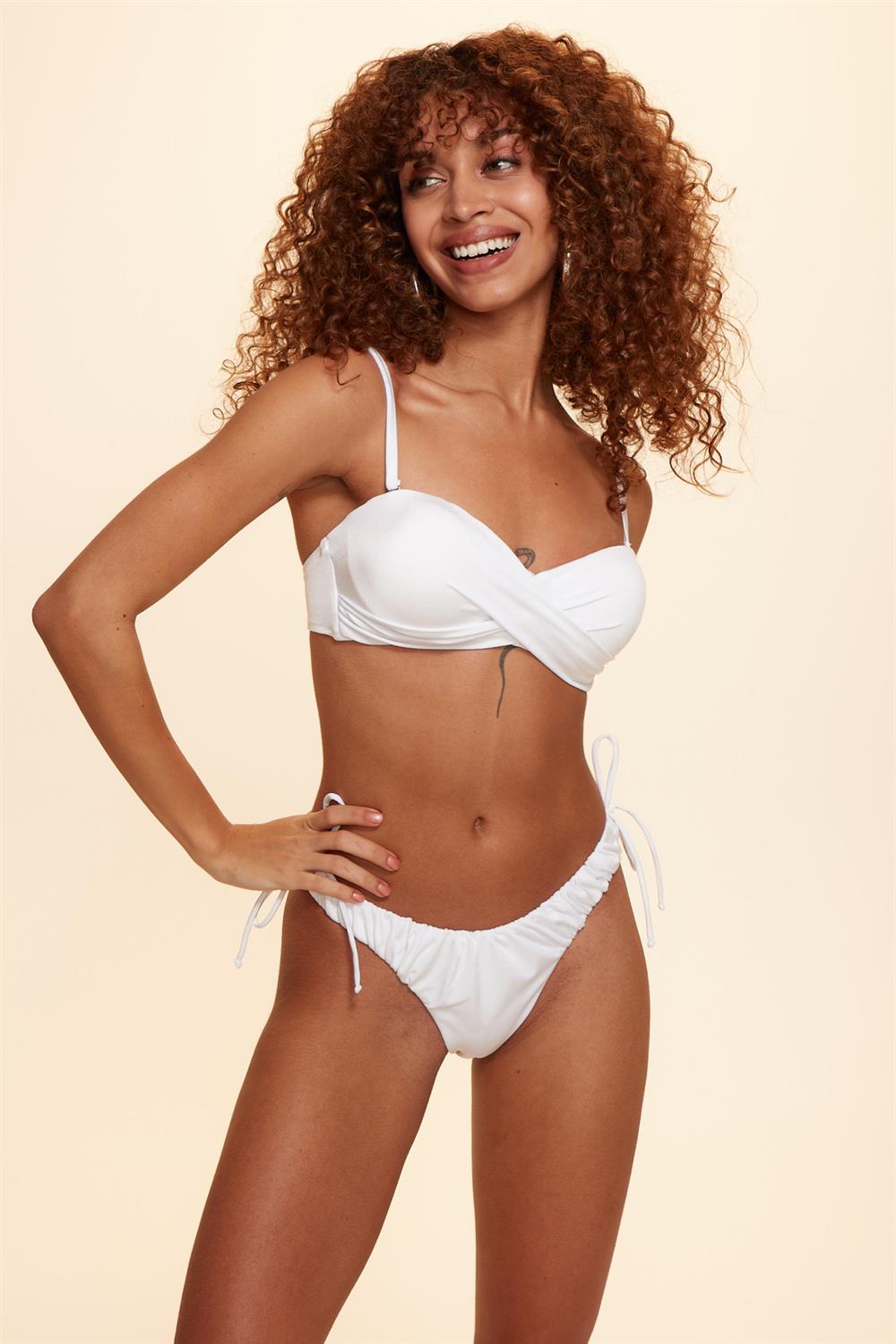No Gossip Pampas Brazilian Bağcıklı Bikini Tek Alt Beyaz 229202