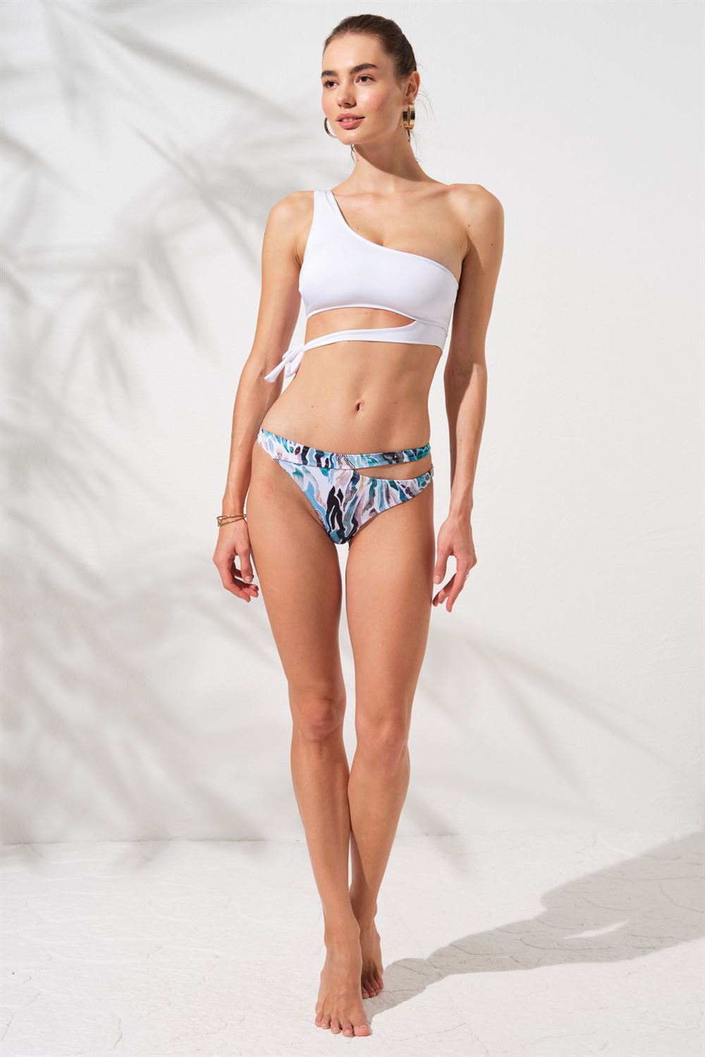Pierre Cardin Iconic Tek Omuz Bağlamalı Bikini Takım Coral 231227-D