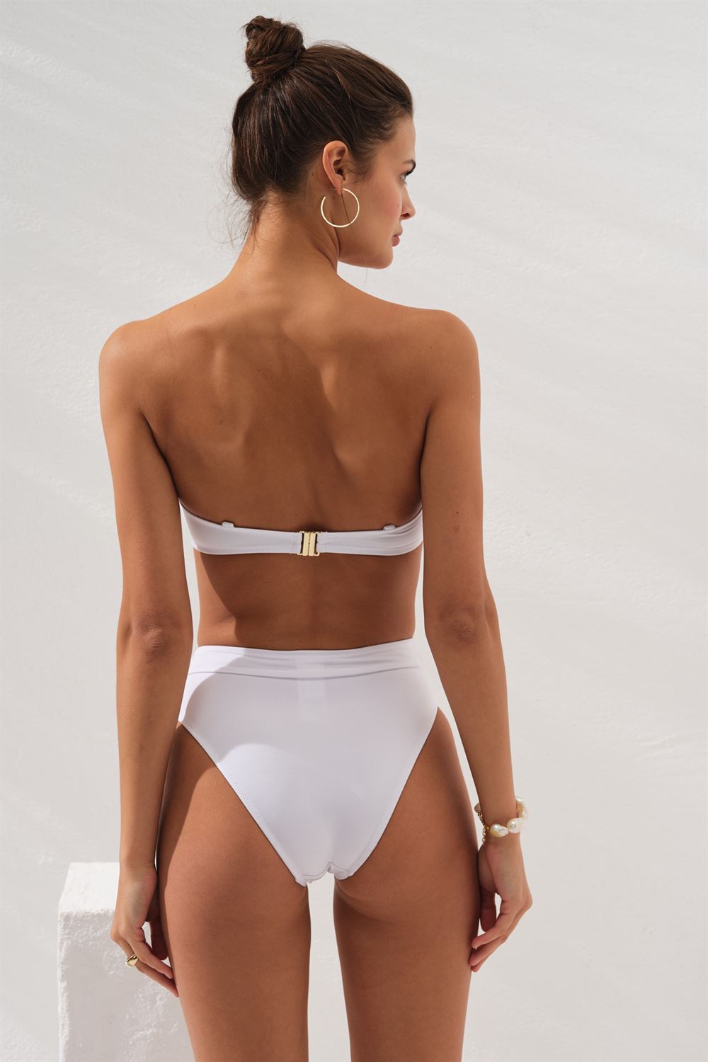 Pierre Cardin Bonie Dolgulu Straplez Yüksek Bel Bikini Takım Beyaz  231225