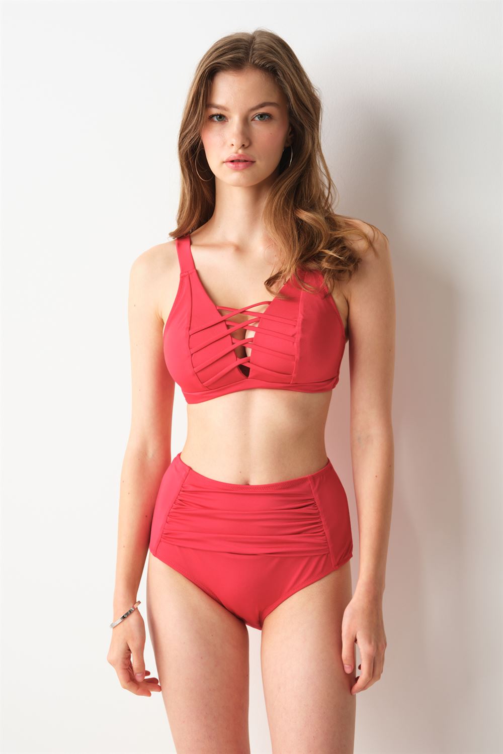 No Gossip Bardot Yüksek Bel Bikini Tek Alt Kırmızı 239205